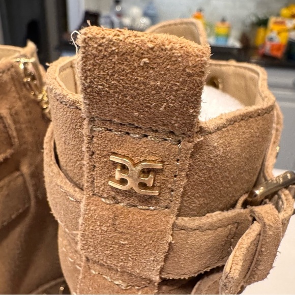 NEW Sam Edelman “Jennifer” Womens  Boots Camel Suede Lace & Zip Up Studs Sz 8 - Picture 5 of 12